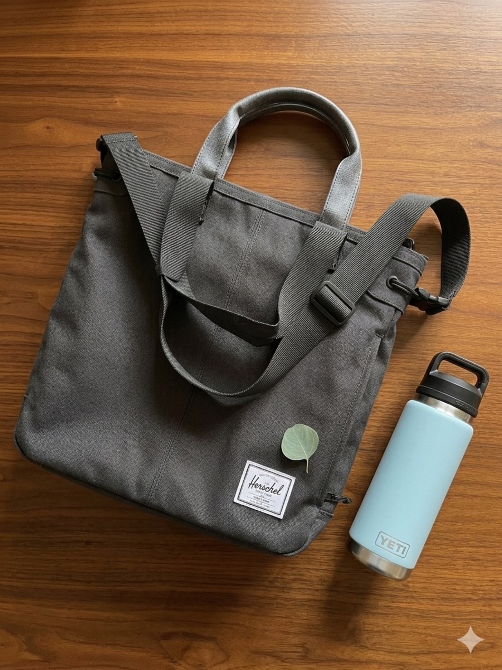 Herschel Supply Company  Charcoal Gray Messenger Tote with Adjustable Strap